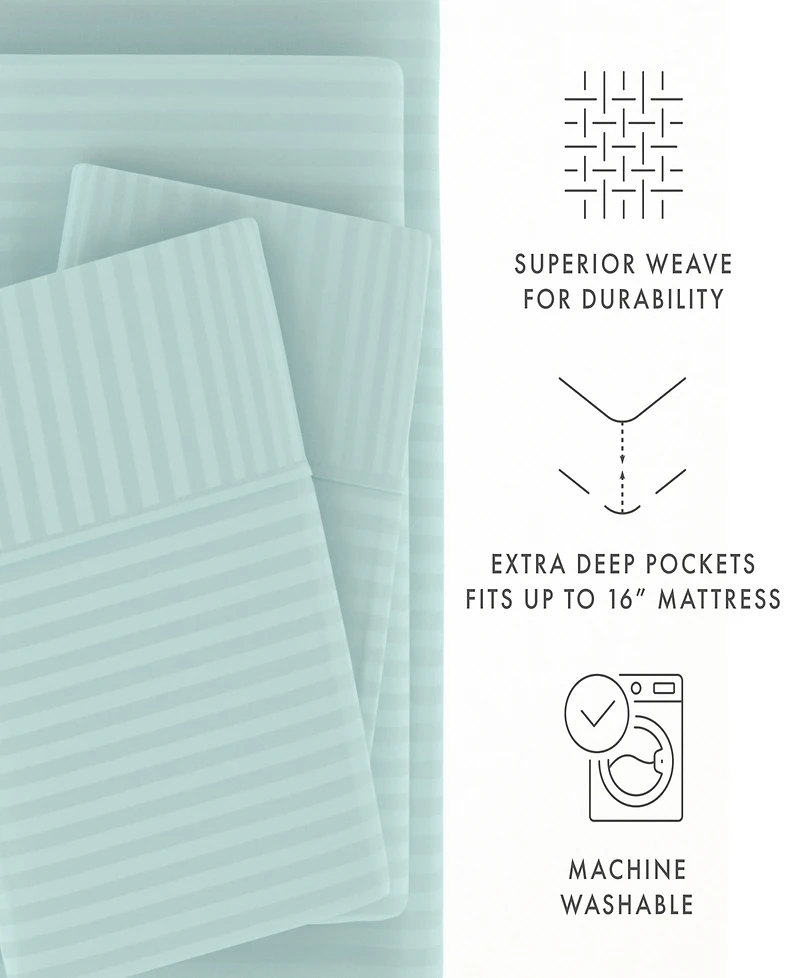 ienjoy Home Expressed Embossed Striped -Pc. Sheet Set