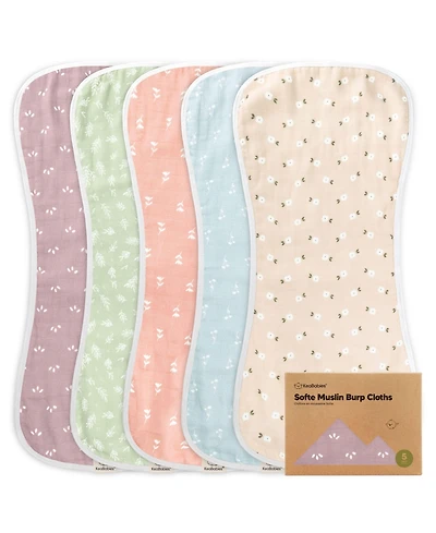 KeaBabies 5pk Softe Muslin Burp Cloths for Baby Girls and Boys, Organic Burping Babies, Clothes
