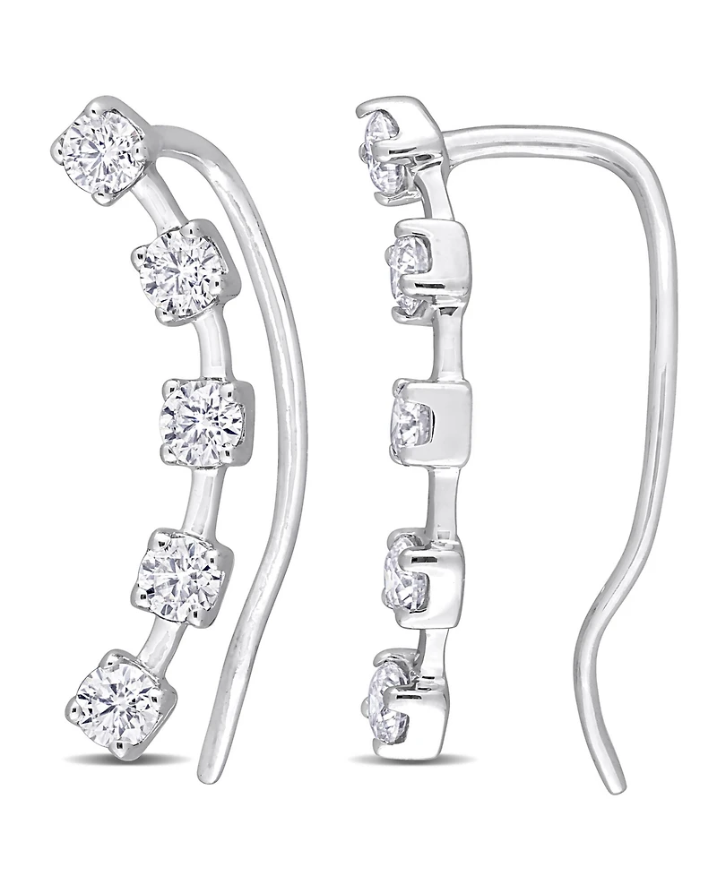 Macy's Moissanite Curved Crawler Charm Earrings 5/8 ct. t.w in 10K White Gold