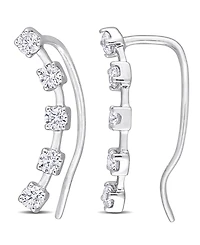 Macy's Moissanite Curved Crawler Charm Earrings 5/8 ct. t.w in 10K White Gold