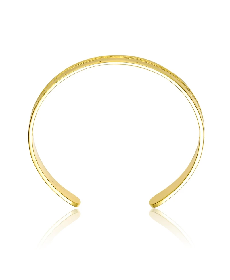 Ra Gold Plated with Cubic Zirconias Zig-Zag Cuff Bracelet