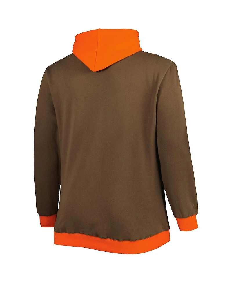 Men's Mitchell & Ness Brown, Orange Cleveland Browns Big and Tall Face Pullover Hoodie