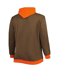 Men's Mitchell & Ness Brown, Orange Cleveland Browns Big and Tall Face Pullover Hoodie