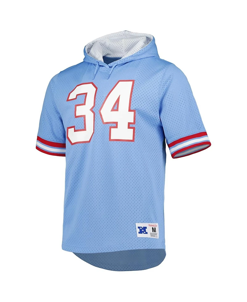 Men's Mitchell & Ness Earl Campbell Light Blue Houston Oilers Retired Player Mesh Name and Number Hoodie T-shirt