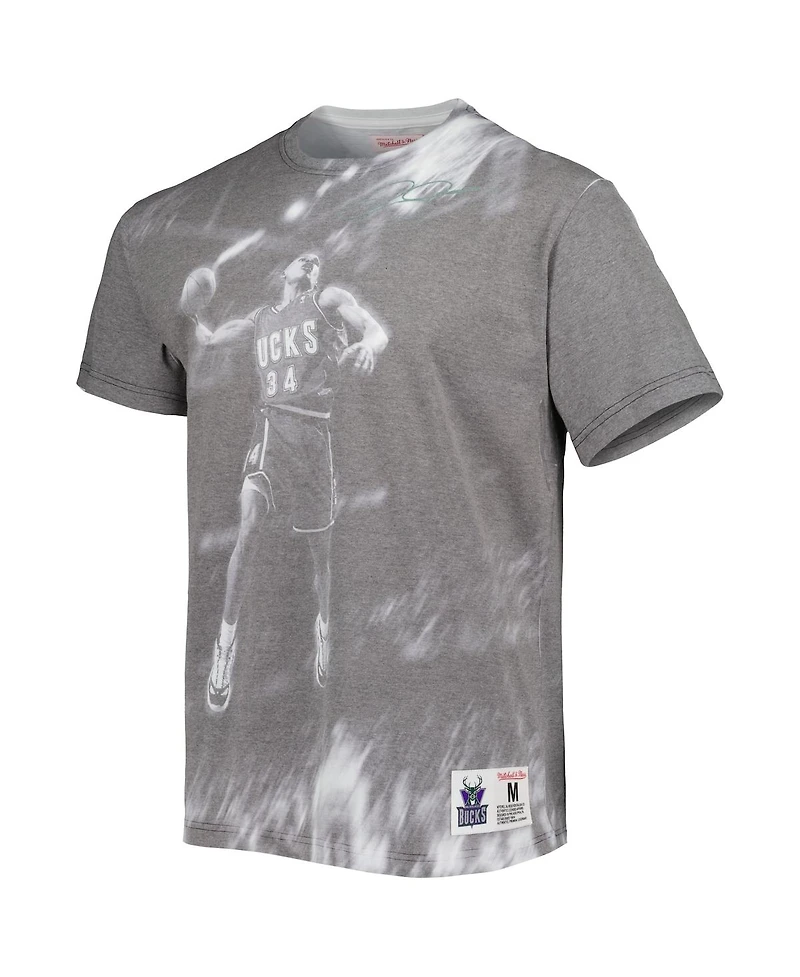 Men's Mitchell & Ness Ray Allen Heather Gray Milwaukee Bucks Above The Rim T-shirt