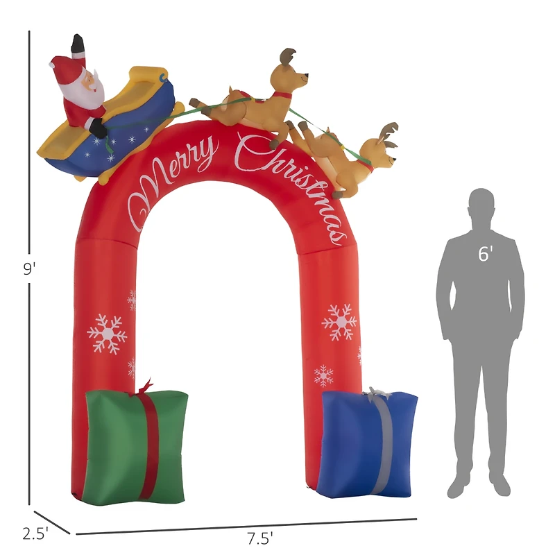 Outsunny 9ft Inflatable Christmas Arch with Built-in Led for Garden Lawn Party