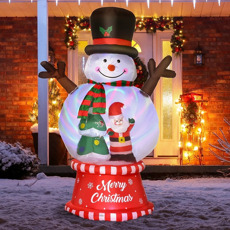 Outsunny 8' Inflatable Christmas Snowman w/ Crystal Ball Body Hat Led