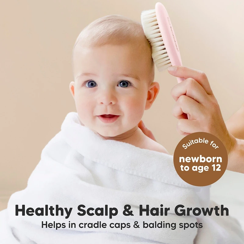 KeaBabies Baby Hair Brush and Comb Set, Oval Wooden Set for Newborns, Infant, Toddler Grooming Kit