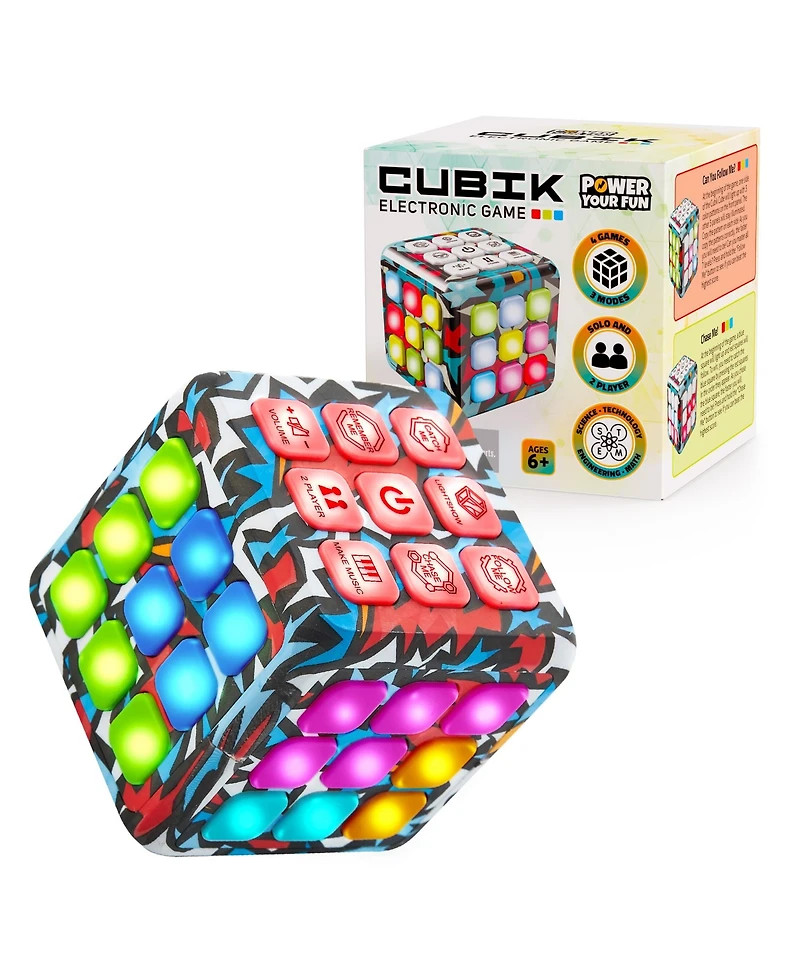 Power Your Fun Cubik Led Flashing Cube Memory Game - Action