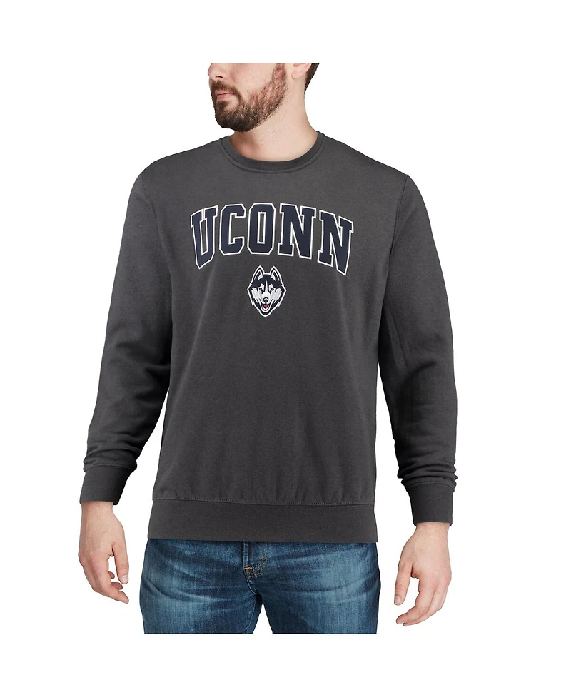 Colosseum Men's UConn Huskies Arch and Logo Crew Neck Sweatshirt