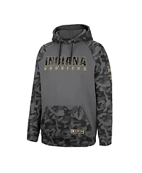 Men's Colosseum Charcoal Indiana Hoosiers Oht Military-Inspired Appreciation Camo Stack Raglan Pullover Hoodie