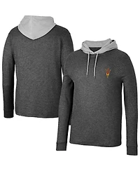 Men's Colosseum Black Arizona State Sun Devils Ballot Waffle-Knit Thermal Long Sleeve Hoodie T-shirt
