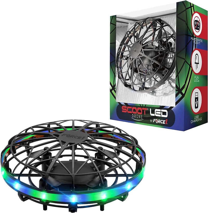 Force1 Scoot Led Hand Operated Drone for Kids or Adults - Green/Blue