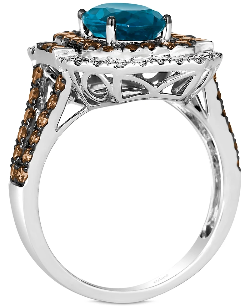 Le Vian Deep Sea Blue Topaz (1-3/4 ct. t.w.) & Diamond (1-1/4 ct. t.w.) Halo Ring in 14k White Gold