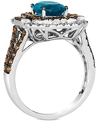 Le Vian Deep Sea Blue Topaz (1-3/4 ct. t.w.) & Diamond (1-1/4 ct. t.w.) Halo Ring in 14k White Gold