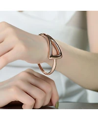 Sterling Silver 18K Rose Plated Cuff Stiff Triangular Bangle