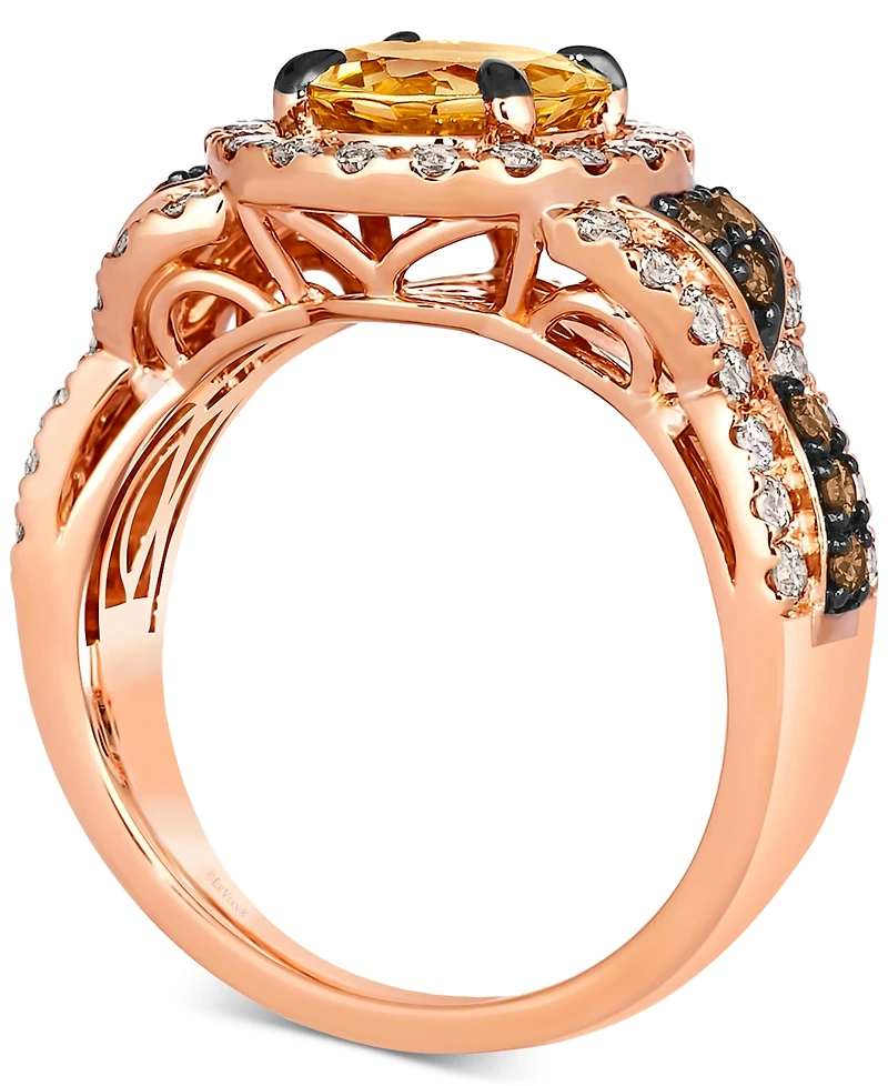 Le Vian Cinnamon Citrine (1-7/8 ct. t.w.) & Diamond (1-1/20 ct. t.w.) Halo Ring in 14k Rose Gold