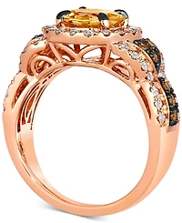 Le Vian Cinnamon Citrine (1-7/8 ct. t.w.) & Diamond (1-1/20 ct. t.w.) Halo Ring in 14k Rose Gold