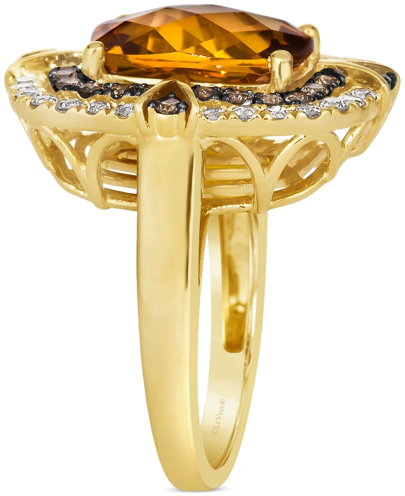 Le Vian Cinnamon Citrine (4-3/4 ct. t.w.) & Diamond (1 ct. t.w.) Double Halo Ring in 14k Gold