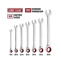 Powerbuilt 7 Piece Metric 100 Tooth Ratcheting Wrench Set