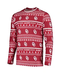 Men's Concepts Sport Crimson Oklahoma Sooners Ugly Sweater Knit Long Sleeve Top and Pant Set