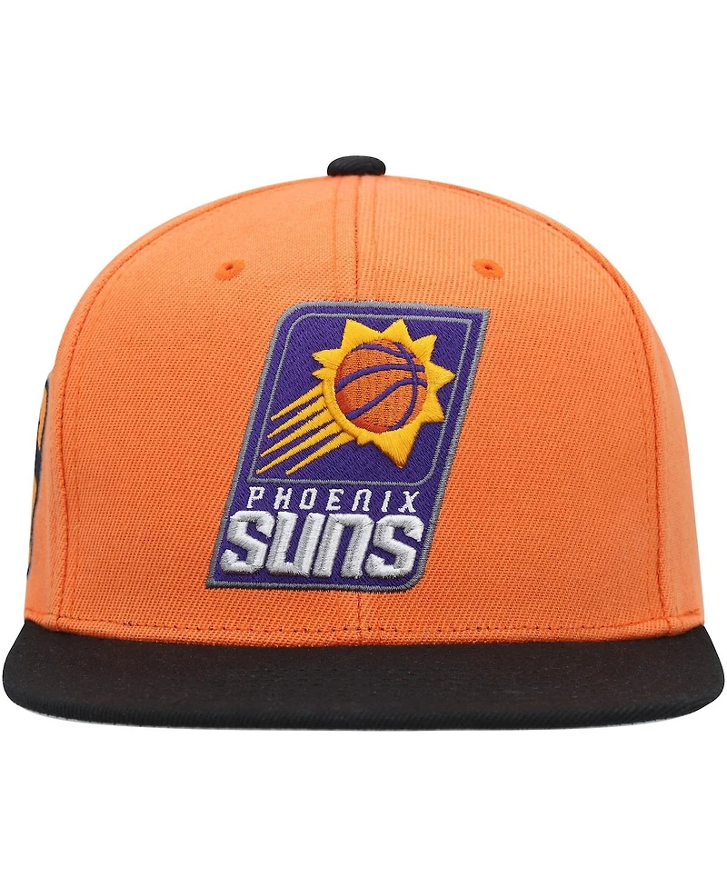 Men's Mitchell & Ness Orange, Black Phoenix Suns Side Core 2.0 Snapback Hat