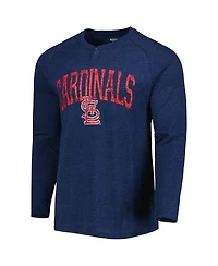 Men's Concepts Sport Heather Navy St. Louis Cardinals Inertia Raglan Long Sleeve Henley T-shirt