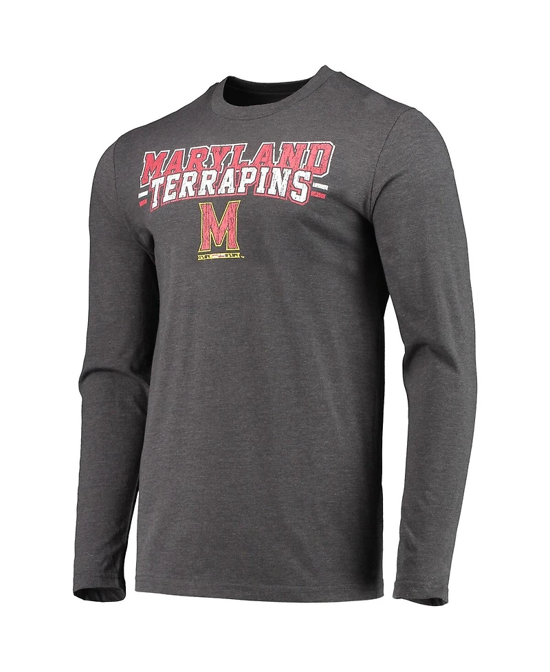 Men's Concepts Sport Red, Heathered Charcoal Maryland Terrapins Meter Long Sleeve T-shirt and Pants Sleep Set