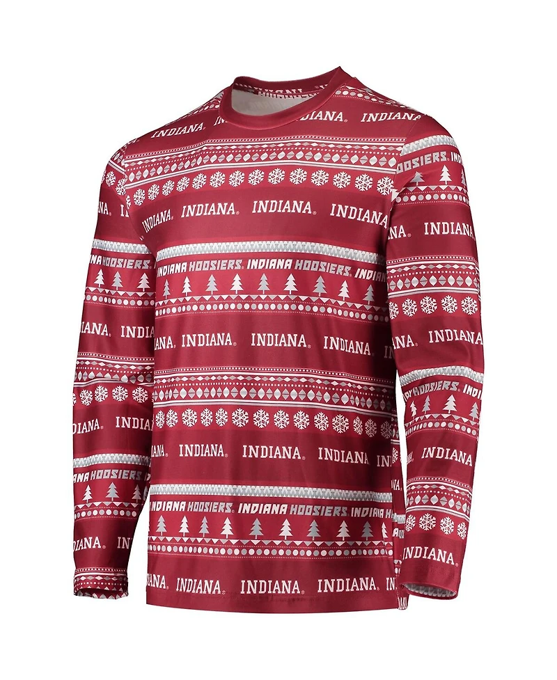 Men's Concepts Sport Crimson Indiana Hoosiers Ugly Sweater Long Sleeve T-shirt and Pants Sleep Set