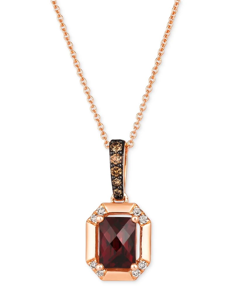 Le Vian Pomegranate Garnet (1-3/8 ct. t.w.) & Diamond (1/8 ct. t.w.) Pendant Necklace in 14k Rose Gold, 18" + 2" extender