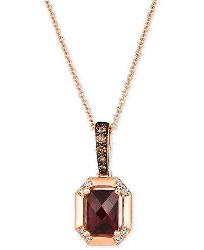 Le Vian Pomegranate Garnet (1-3/8 ct. t.w.) & Diamond (1/8 ct. t.w.) Pendant Necklace in 14k Rose Gold, 18" + 2" extender