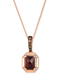 Le Vian Pomegranate Garnet (1-3/8 ct. t.w.) & Diamond (1/8 ct. t.w.) Pendant Necklace in 14k Rose Gold, 18" + 2" extender