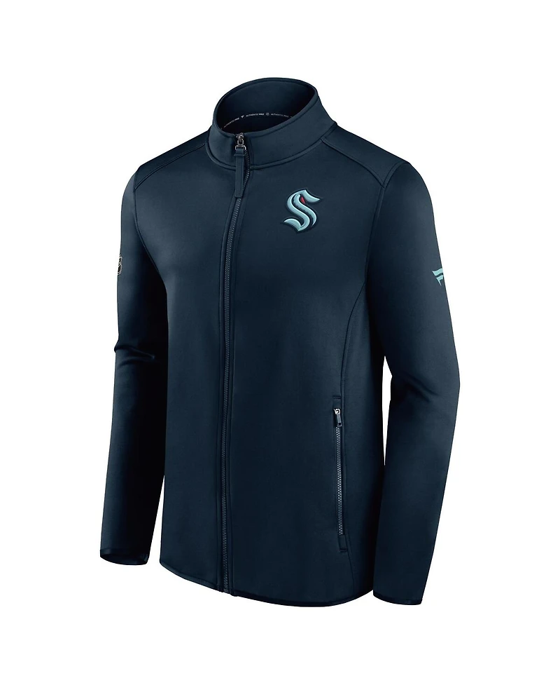 Men's Fanatics Deep Sea Blue Seattle Kraken Authentic Pro Rink Fleece Full-Zip Jacket