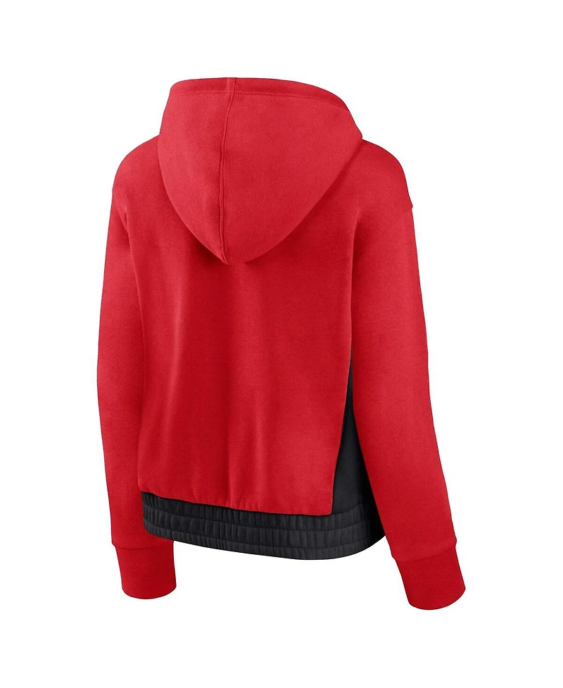 Women's Fanatics Red Chicago Bulls Iconic Halftime Colorblock Pullover Hoodie