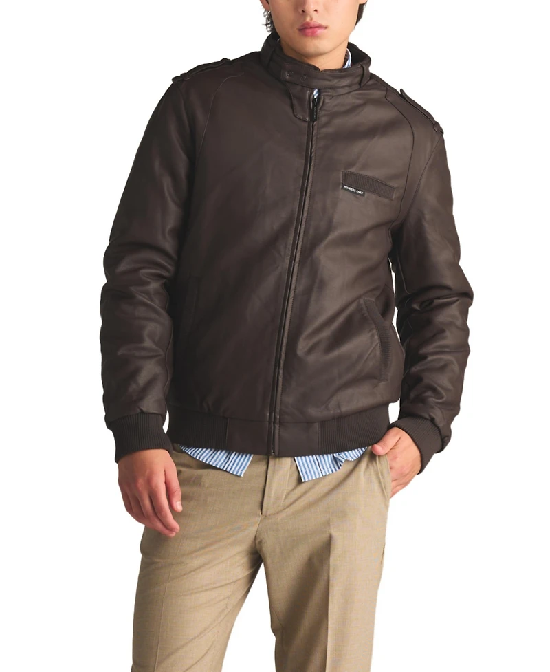 Members Only Men's Faux Leather Iconic Racer Jacket