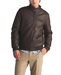 Members Only Men's Faux Leather Iconic Racer Jacket