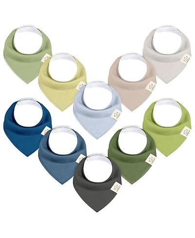 KeaBabies 10pk Baby Bandana Bibs, Cotton Drool Bibs for Boy, Girl, Infant, Newborn