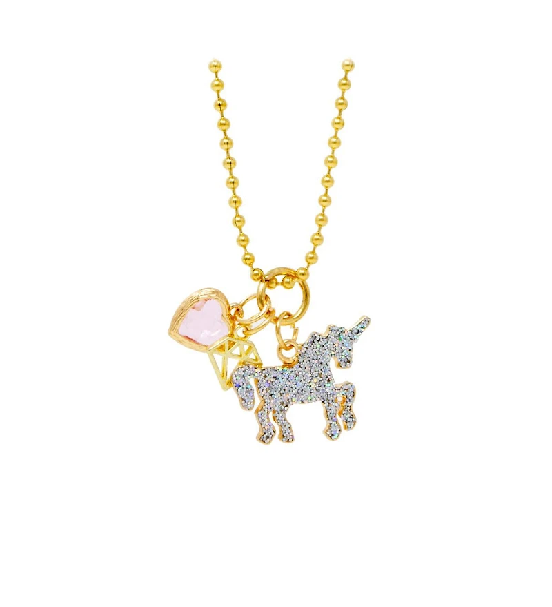 Unicorn Heart Gold Necklace for Girls