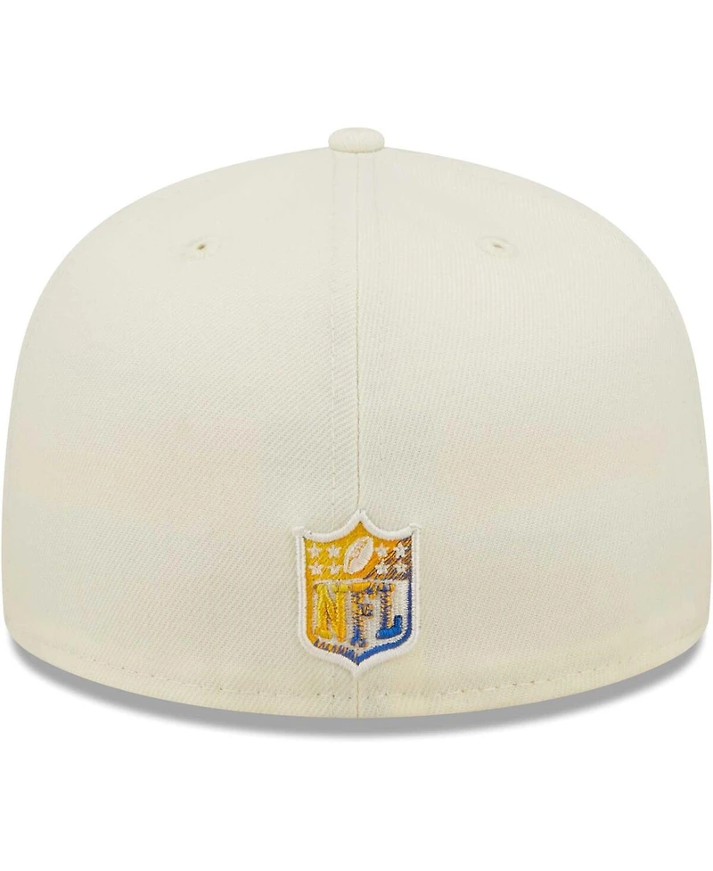 Men's New Era Cream Los Angeles Rams Chrome Color Dim 59FIFTY Fitted Hat