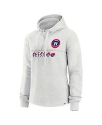 Women's Fanatics Oatmeal Chicago Cubs True Classics Legacy Quarter-Zip Hoodie