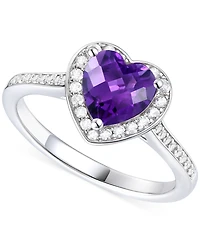 3-Pc. Set Garnet: (4 ct. t.w.) & Lab-Grown White Sapphire (3/4 t.w.)Amethyst (3-1/3 Heart Pendant Necklace, Ring, Stud Earrings Ste