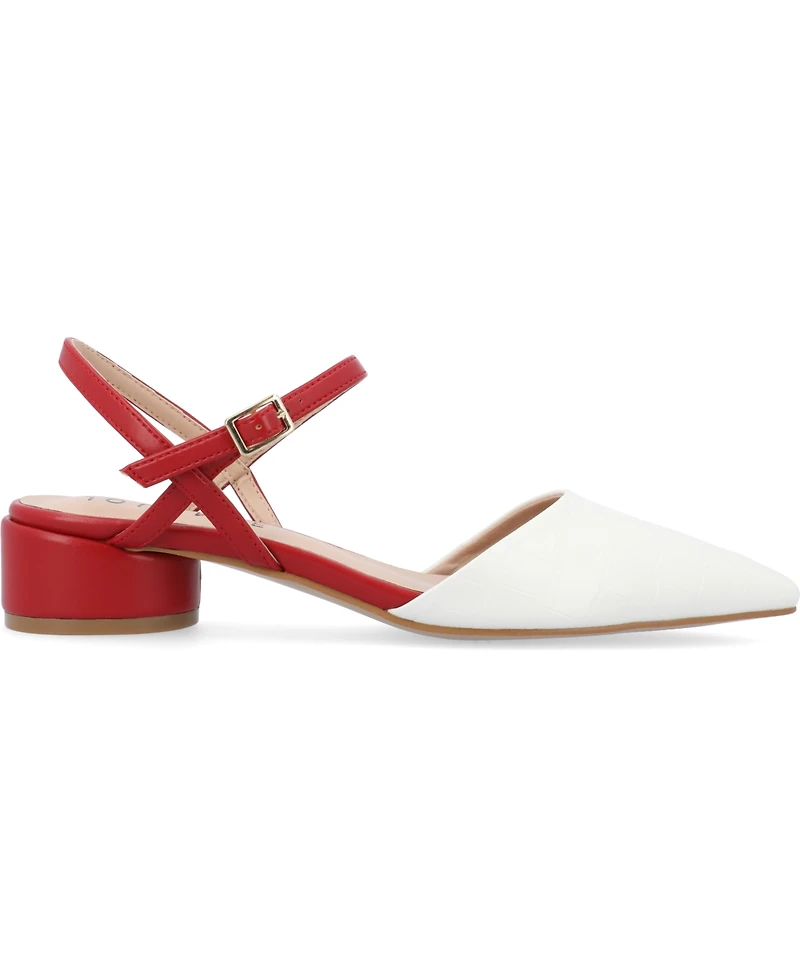 Journee Collection Women's Brynn Block Heel Pointed Toe Flats