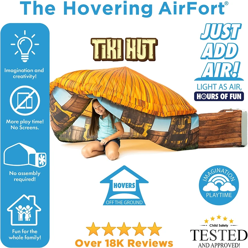 AirFort Tiki Hut Shaped Children's Indoor Play Tent with Easy Storage