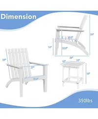 Costway 2PCS Patio Adirondack Chair Side Table Set Solid Wood Garden Deck