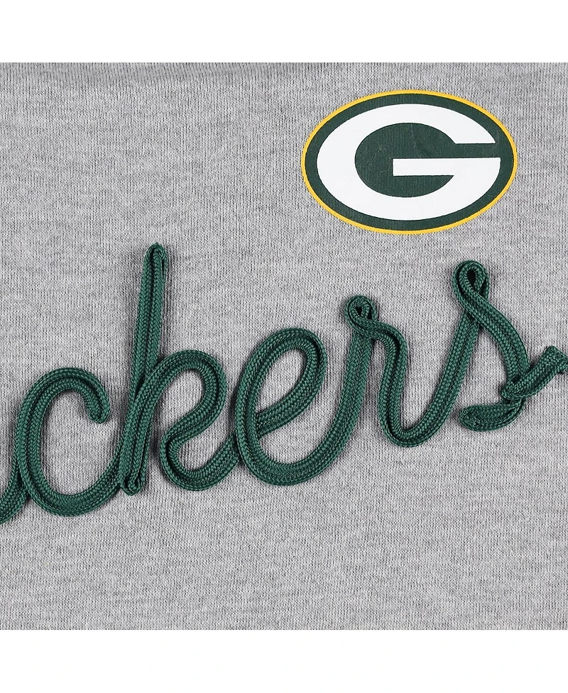 Women's Touch Heathered Gray, Green Bay Packers Outfield Deep V-Back Pullover Sweatshirt