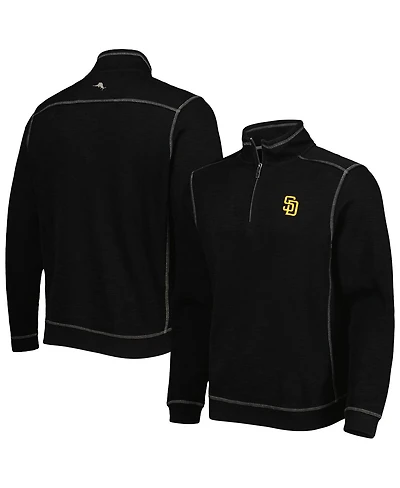 Men's Tommy Bahama Black San Diego Padres Tobago Bay Tri-Blend Quarter-Zip Sweatshirt