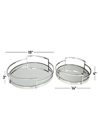 The Novogratz Silver Stainless Steel Metal Mirrored Tray, Set of 2