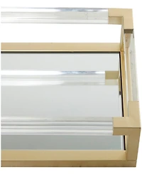 CosmoLiving by Cosmopolitan Metal Mirrored Tray with Acrylic Handles, Set of 2, 20", 18" W