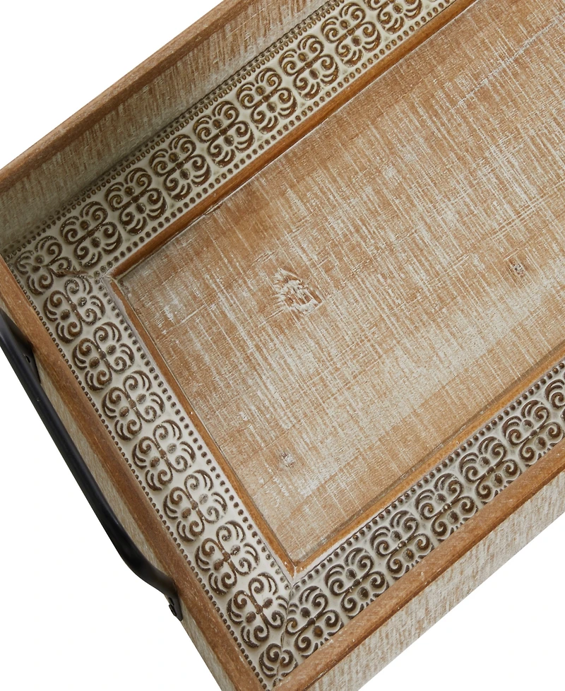 Rosemary Lane Wood Tray with White Wash, Set of 2, 27", 25" W
