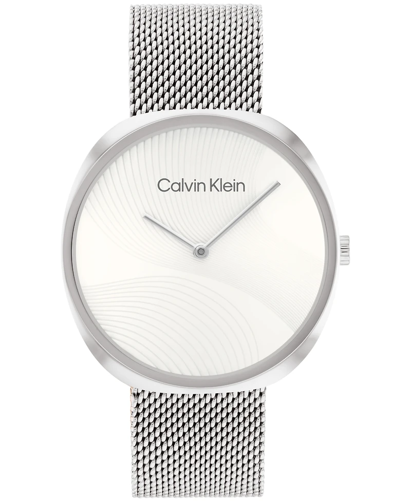 Calvin Klein Women's 2-Hand Silver-Tone Stainless Steel Mesh Bracelet Watch 36mm
